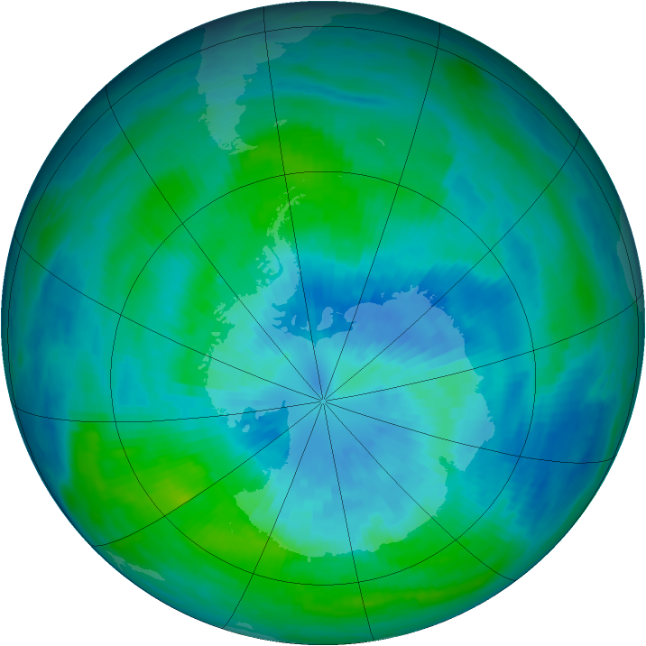 Antarctic ozone map for 23 March 1990